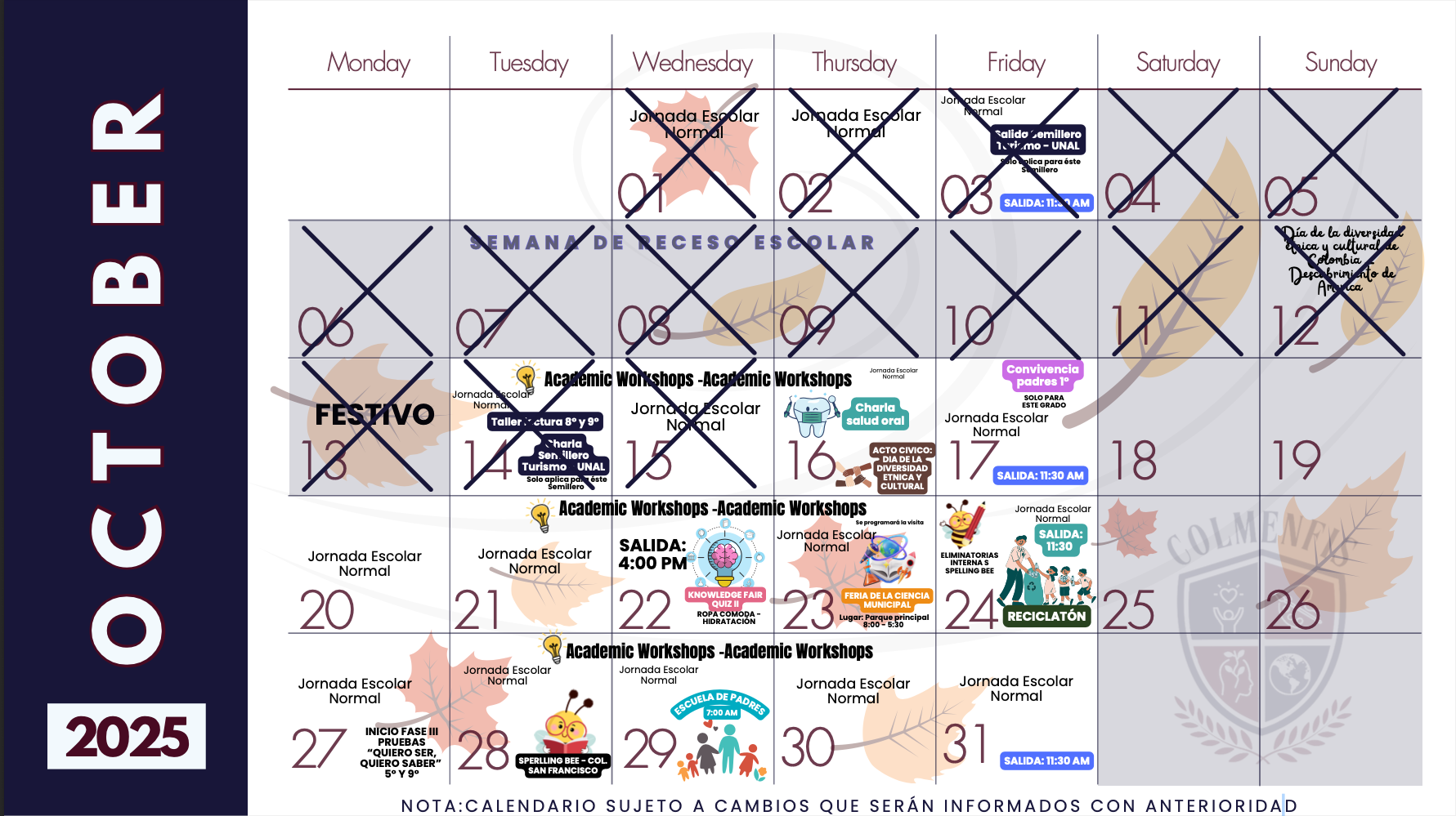 october calendar