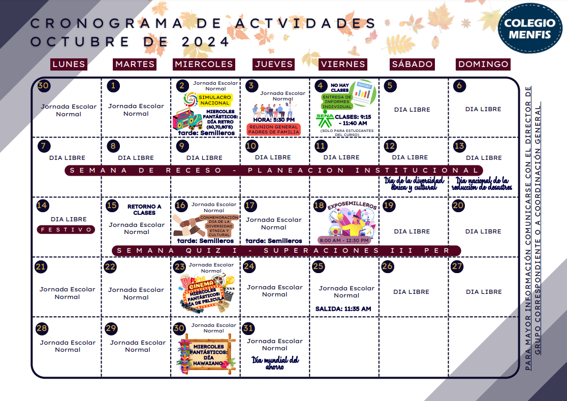 october calendar